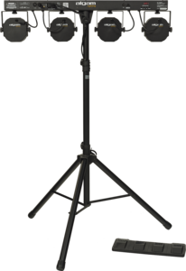 STAGEBAR-II Algam Lighting – Set de projecteurs led PAR + Derby + Strobe + laser avec stand et housse