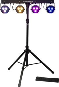 STAGEBAR-II Algam Lighting – Set de projecteurs led PAR + Derby + Strobe + laser avec stand et housse