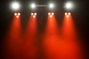 STAGEBAR-II Algam Lighting – Set de projecteurs led PAR + Derby + Strobe + laser avec stand et housse