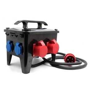 Image secondaire du produit Coffret de distribution tetrapolaire IP44 32A avec inter différentiel et arret d'urgence