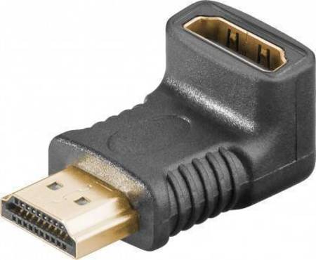 Image principale du produit Adaptateur HDMI Mâle femelle d'angle droit doré vertical bas