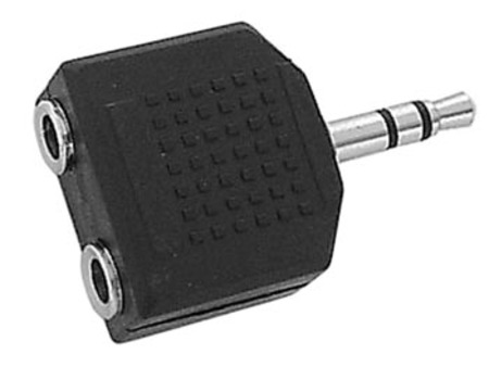 Image principale du produit Adaptateur Double Mini Jack 3.5 femelle stéréo vers Mini Jack 3.5 Male stéréo