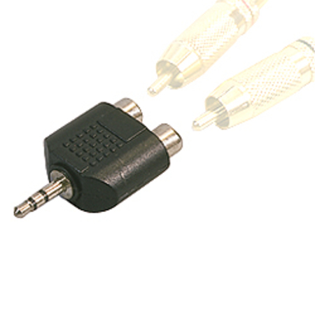 Image principale du produit adaptateur mini JACK 3.5 Stereo male vers 2 CINCH RCA femelle