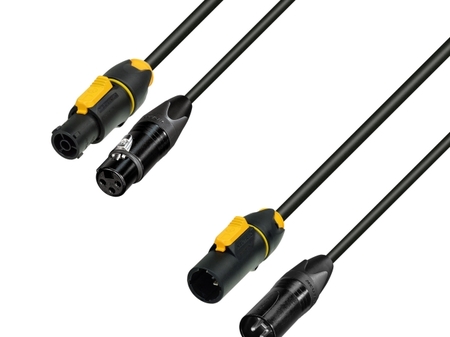 Image principale du produit Adam Hall Cables 8101 PSDP 0300 N - Câble réseau & DMX entrée PowerCon True & XLR femelle vers sortie PowerCon & XLR mâle 3 m
