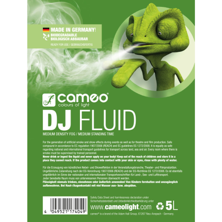 Image secondaire du produit Cameo DJ FLUID 5L - Liquide pour machines à fumée à densité et tenue moyennes 5 l