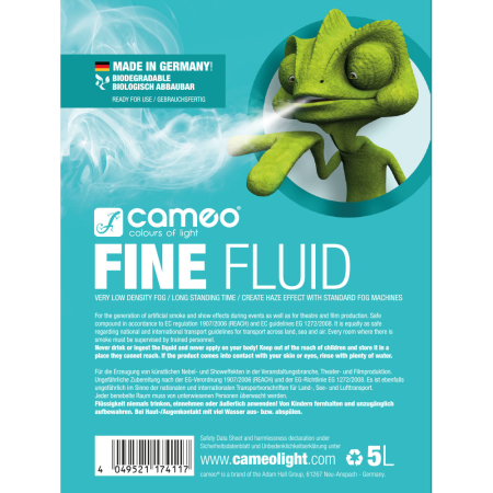 Image secondaire du produit Cameo FINE FLUID 5L - Liquide pour machines à fumée à effet de brouillard de densité très fine et très longue tenue 5 l