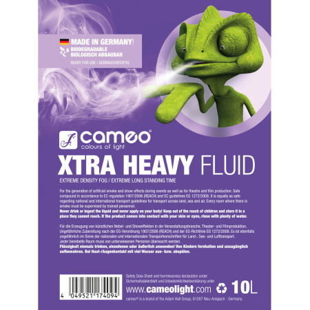 Image secondaire du produit Cameo XTRA HEAVY FLUID 10L - Liquide pour machines à fumée à forte densité et tenue extrêmement longue 10 l