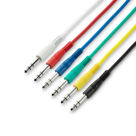 Image principale du produit Adam Hall Cables 3 STAR BVV 0015 SET - Jeu de 6 câbles patch 6,3 mm Jack Stereo 0,15 m