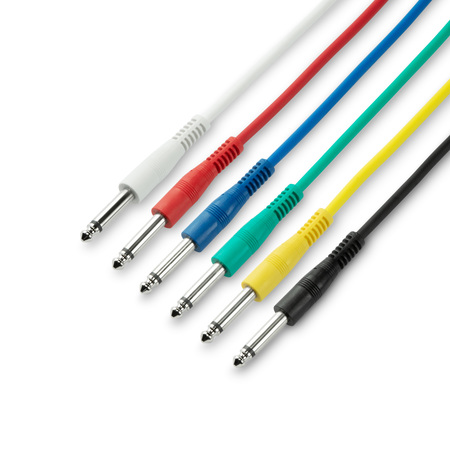 Image principale du produit Adam Hall Cables K3 IPP 0030 SET - Jeu de 6 câbles patch 6,3 mm Jack Mono 0,30 m