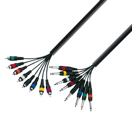 Image principale du produit Câble multipaire 8 RCA Mâles vers 8 Jack mono 6.35 long 3m