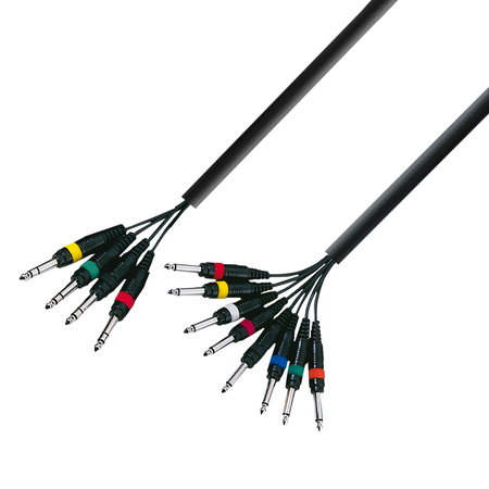 Image principale du produit Câble multipaire 4 Jack TRS stéréo Mâles vers 8 Jack Mono 6.35 long 3m
