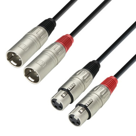 Image principale du produit Câble audio 2 x XLR mâles vers 2 x XLR femelle, 1m