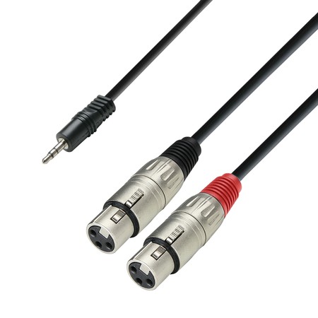 Image principale du produit Câble audio mini jack 3.5 mm stéréo vers 2 x XLR femelles, 3m