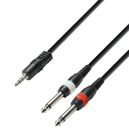 Image principale du produit Adam Hall Cables K3 YWPP 0100 - Câble Audio Mini-Jack 3,5 mm stéréo vers 2 x Jack 6,35 mm mono 1m