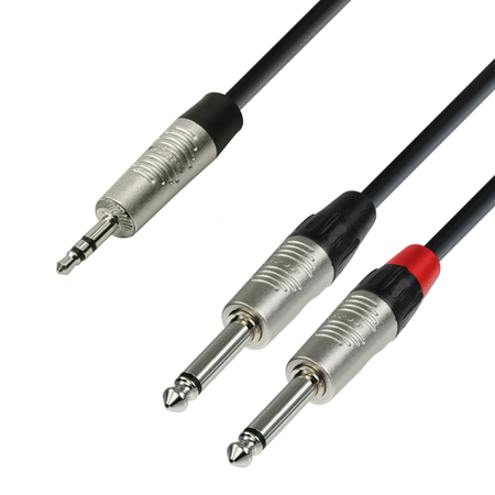 Image principale du produit Câble Audio REAN Mini-Jack 3,5 mm stéréo vers 2 x Jack 6,35 mm mono 1,5m