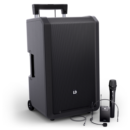 Image principale du produit ANNY® 12 HBH2 B5 LD Systems - Enceinte autonome 12″ portable Bluetooth® sur batterie avec mixage et 1 micro main + 1 serre tête sans fil