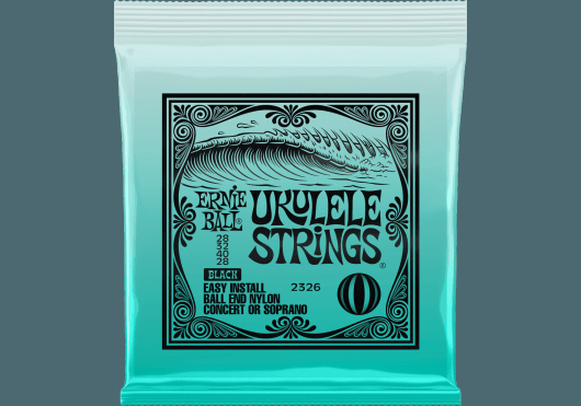 Image principale du produit 2326 ERNIE BALL - Jeu de cordes ukulélé - Nylon noir à boule 28-32-40-28