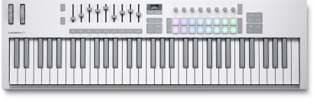 Image principale du produit LAUNCHKEY-61-WH NOVATION - Clavier 61 touches blanc - 16 pads - 8 encodeurs