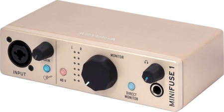Image principale du produit MINIFUSE1-CH ARTURIA - Interface audio 1 entrée micro/ligne, édition limitée Champagne, port USB-C, LoopBack & offre logicielle complète