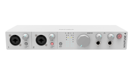 Image principale du produit MINIFUSE4-WH ARTURIA MiniFuse 4 blanche 4 entrées audio USB-C MIDI hub
