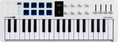 Image principale du produit MINILAB3-37-WH ARTURIA Contrôleur MIDI 37 touches blanc compact