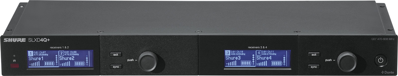 Image secondaire du produit SLXD4QDAN+E-G65 SHURE Récepteur quad Dante bande G65 470-606 MHz