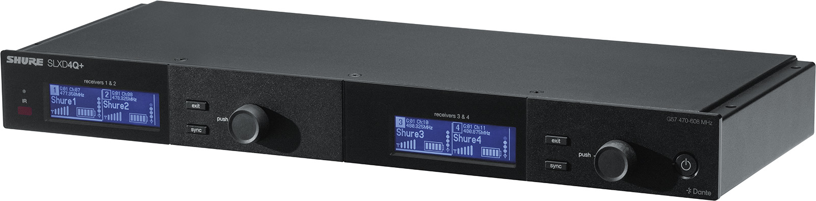 Image nº4 du produit SLXD4QDAN+E-G65 SHURE Récepteur quad Dante bande G65 470-606 MHz