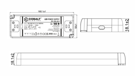 Image secondaire du produit PFV 24V 100W Cobalt - Alimentation 230V vers 24V continu DC 100W 4,16A IP22