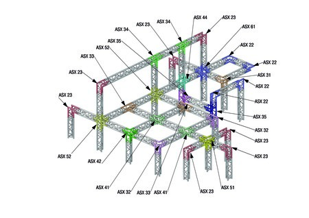 Image nº3 du produit structure alu ASD angle 3 départs à 90° pied droit SX290 triangulaire ASD ASX32