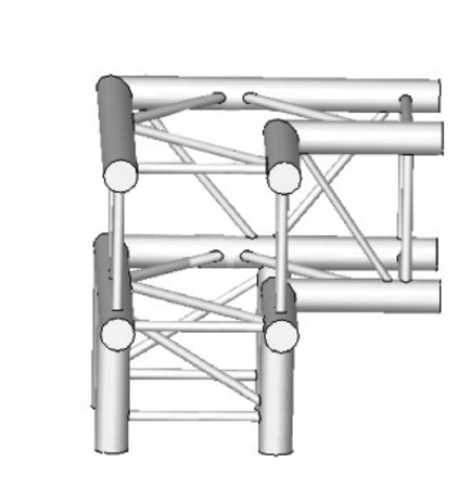 Image principale du produit ASZ31 ASD - Angle 3 départs 3D type pied structure carrée angle 290mm