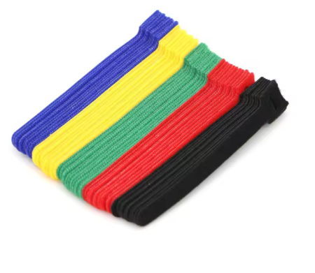 Image principale du produit Lot de 50 attaches câble crochet boucle 5 couleurs assorties 200mm