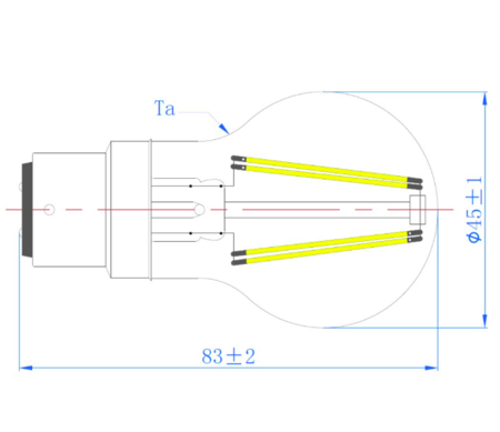 Image secondaire du produit Ampoule sphérique led filament sylvania Toledo RT B22d 4,5W 420 lumens blanc chaud V2