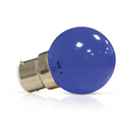 Image principale du produit Ampoule sphérique B22 230V LED 1W BLEU