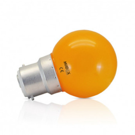 Image principale du produit Ampoule sphérique B22 230V LED 1W ORANGE