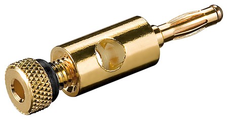 Image principale du produit Fiche Banane 4 mm Dorée – Connecteur à Visser avec Anneau Noi