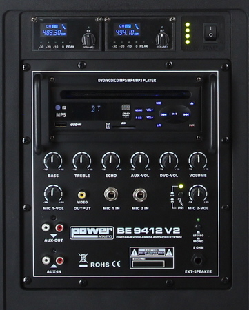 Image nº8 du produit BE 9412 V2 Power Acoustics - enceinte autonome avec lecteur CD MP3 SD USB DIVX Bluetooth et 2 micro mains sans fil UHF