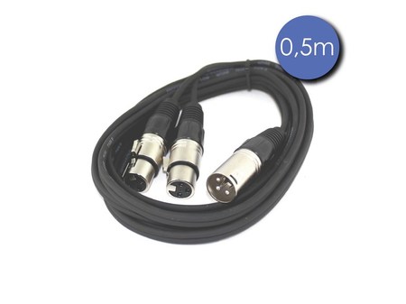 Image principale du produit Cable adaptateur en Y XLR 3 broches male vers 2 femelles CAB 2137 0.5m