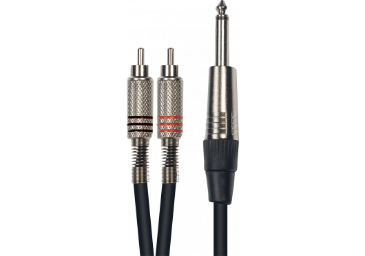 Image principale du produit K02-3 Yellow câble - Cable audio jack 6.35 mono vers 2 RCA - longueur 3m