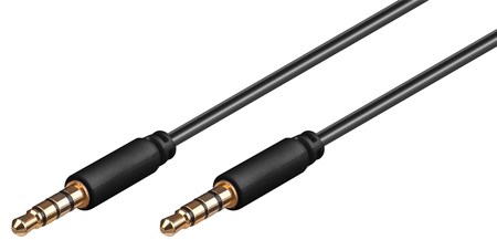 Image principale du produit Câble jack 3.5mm mâle vers jack 3.5 mâle TRRS 4-pin stéréo et micro 50cm noir