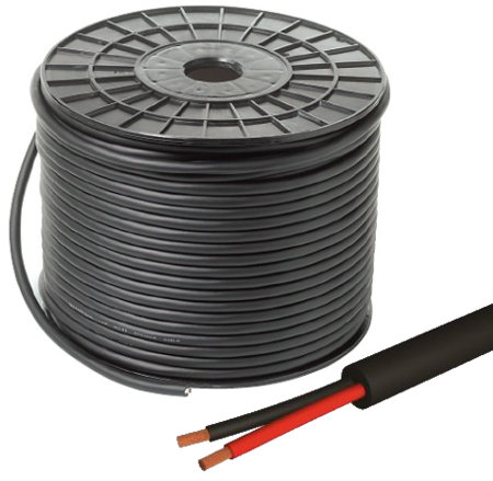Image principale du produit Bobine de 100m câble HP extra souple 2X1.5mm² gaine PVC noire