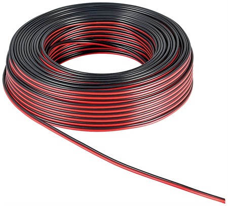 Image principale du produit Bobine de 100m de câble haut parleur rouge et noir 2X0.75mm2 éco