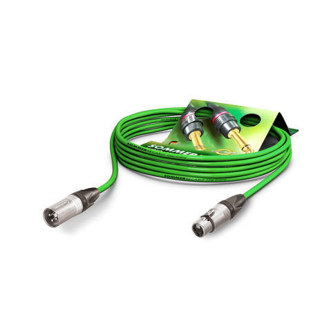 Image principale du produit Câble micro 10m Vert Sommer câble monté en XLR 3 points Neutrik