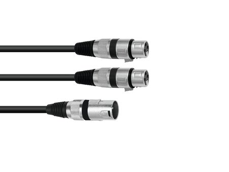 Image principale du produit cable adaptateur en Y XLR 3 broches male vers 2 femelles 1,50m