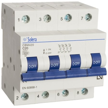 Image principale du produit Disjoncteur 6Ka 4P 3 modules 20A