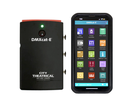 Image principale du produit DMXCAT-E City Theatrical – Testeur DMX et Contrôleur Ethernet pour Éclairage Professionnel