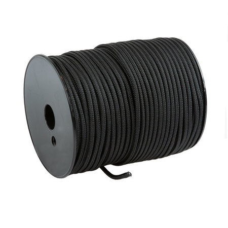 Image principale du produit Drisse préétirée noire polyester 4mm bobine de 100m