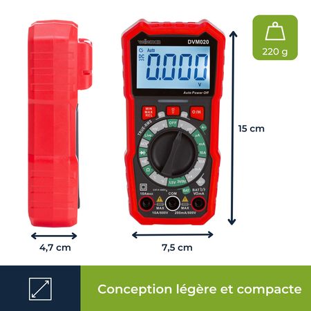 Image nº14 du produit DVM020 Velleman - Multimetre, Tension, courant, résistance, continuité et température