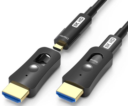Image principale du produit Câble HDMI optique 2.1 8K avec embout démontable pour passage sous gaine 30m