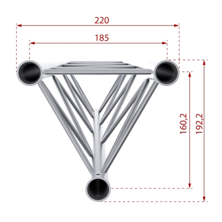 Image secondaire du produit DECO22T-PT100 Contestage - Poutre aluminium triangulaire 220 mm Longueur : 100 cm Fabrication répondant aux normes ISO DIN 4113