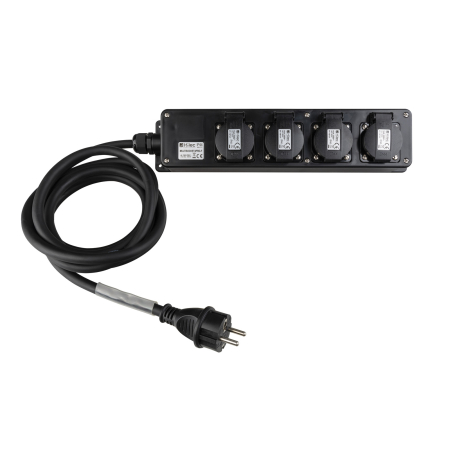 Image principale du produit MULTISOCKET4PRO-F-5M Hilec - Multiprise professionnelle à 4 prises avec prises françaises sur câble H07RN-F 3G2,5 5m